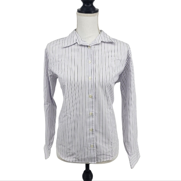 Land's End Purple and White Striped Button Down Size 12p - Picture 14 of 14